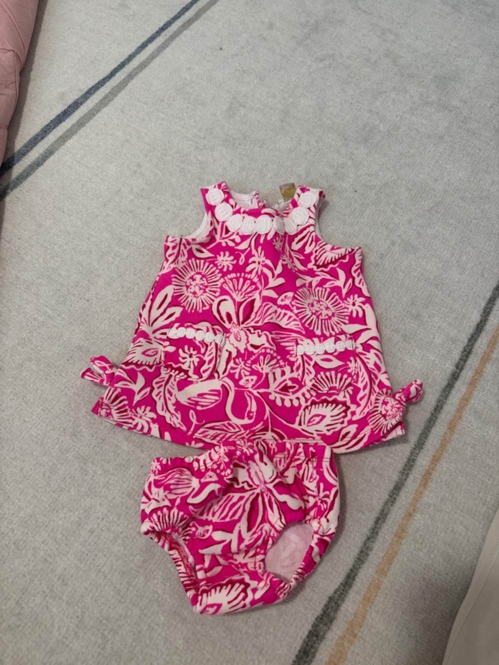 Lilly Pulitzer Hot Pink & White Floral Two-Piece Baby Set